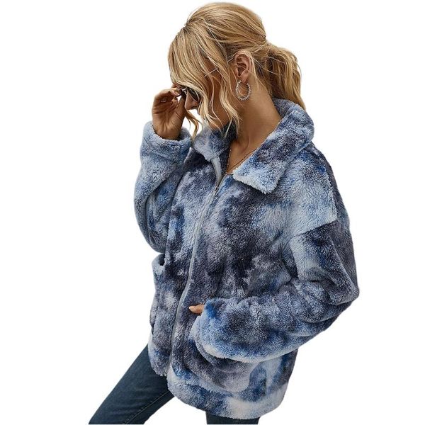 women winter long sleeve tie-dye coat fluffy plush lapel loose cardigan full zip up warm outwear jacket with pockets women's jackets, Black;brown
women winter long sleeve tie-dye coat fluffy plush lapel loose cardigan full zip up warm outwear jacket with pockets women's jackets, Black;brown