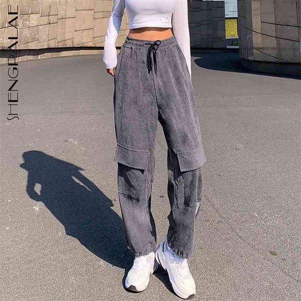 corduroy trousers women's spring fashion high waist drawstring large pocket casual straight pants female 210427, Black;white
corduroy trousers women's spring fashion high waist drawstring large pocket casual straight pants female 210427, Black;white