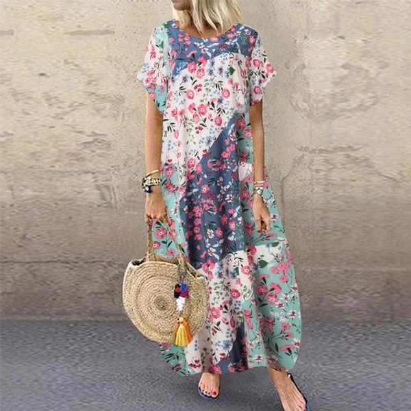 maternity dresses vintage floar dress women's short sleeve o-neck flower print plus size loose floral maxi vestido de mujer#30, White
maternity dresses vintage floar dress women's short sleeve o-neck flower print plus size loose floral maxi vestido de mujer#30, White