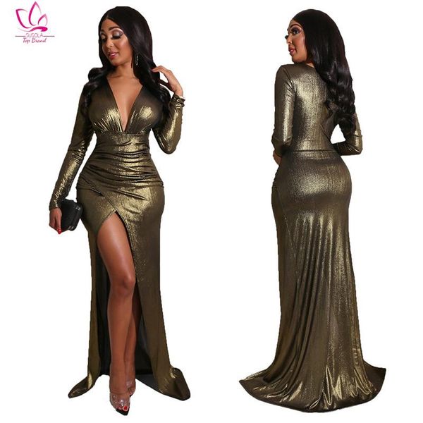 casual dresses women long sleeve v neck high slit maxi dress metallic bodycon elegant evening party robe vestidos, Black;gray
casual dresses women long sleeve v neck high slit maxi dress metallic bodycon elegant evening party robe vestidos, Black;gray