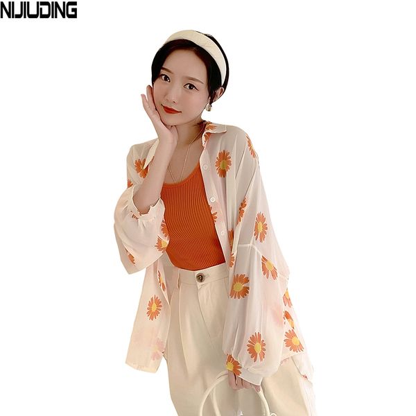 summer polyester shirt sunscreen female design sense niche small daisy flower printed 210514, White
summer polyester shirt sunscreen female design sense niche small daisy flower printed 210514, White