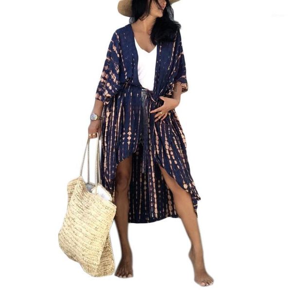 women's swimwear a5kc women swimsuit cover up tie-dye striped open front belted beach kimono cardigan, White;black
women's swimwear a5kc women swimsuit cover up tie-dye striped open front belted beach kimono cardigan, White;black