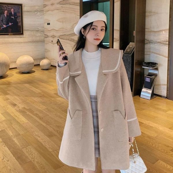 women's wool & blends autumn and winter patchwork tweed coat windbreaker 2021 fashion loose pocket wear, Black
women's wool & blends autumn and winter patchwork tweed coat windbreaker 2021 fashion loose pocket wear, Black
