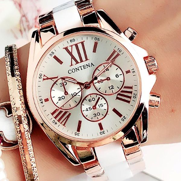 luxury waterproof relogio feminino geneva fashion white ceramic ladies stainless steel quartz watches women's wristwatches, Slivery;brown
luxury waterproof relogio feminino geneva fashion white ceramic ladies stainless steel quartz watches women's wristwatches, Slivery;brown