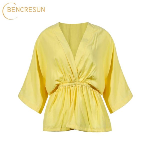 women's blouses & shirts blouse pullover summer fashion style v-neck three-quarter sleeves yellow loose comfortable casual female, White
women's blouses & shirts blouse pullover summer fashion style v-neck three-quarter sleeves yellow loose comfortable casual female, White