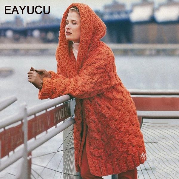 women's knits & tees eayucu2021 autumn and winter european american vestidos de mujer cardigan twist thick wild hooded sweater et114, White
women's knits & tees eayucu2021 autumn and winter european american vestidos de mujer cardigan twist thick wild hooded sweater et114, White