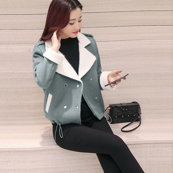 women's wool & blends 2021 solid coat women short double-breasted woolen turn-down collar lace up thick slim casual fashion winter, Black
women's wool & blends 2021 solid coat women short double-breasted woolen turn-down collar lace up thick slim casual fashion winter, Black