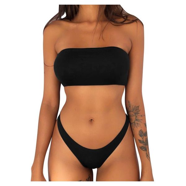 women's swimwear 2021 women two piece soild print split swimsuit bikini set high waist beachwear summer beach holida, White;black
women's swimwear 2021 women two piece soild print split swimsuit bikini set high waist beachwear summer beach holida, White;black
