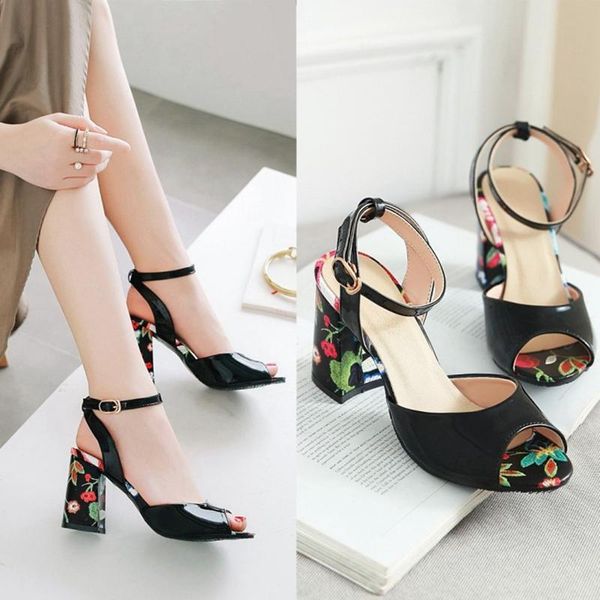 women sandals high heels summer pumps shoes print open toe square heel party wedding ladies big and small size 30-46 8-419, Black
women sandals high heels summer pumps shoes print open toe square heel party wedding ladies big and small size 30-46 8-419, Black