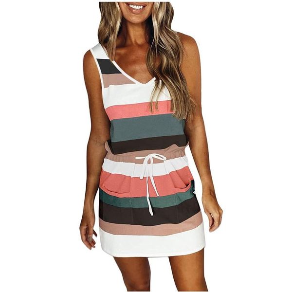 women's swimwear summer womens drawstring dress casual sleeveless stripe print v-neck dresses loose beach vestidos robe femme, White;black
women's swimwear summer womens drawstring dress casual sleeveless stripe print v-neck dresses loose beach vestidos robe femme, White;black