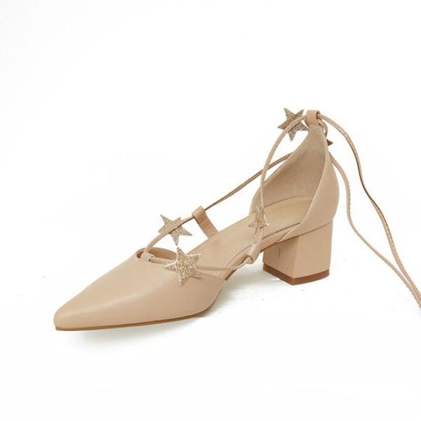 dress shoes block medium heel stars decor lace up pointed toe shallow pumps match everything genuine leather spring est women, Black
dress shoes block medium heel stars decor lace up pointed toe shallow pumps match everything genuine leather spring est women, Black