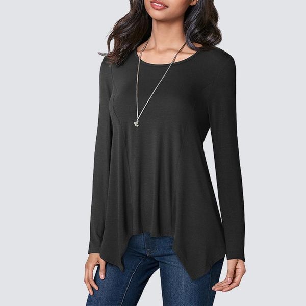 women's t-shirt women fashion casual pure color full sleeve round neck irregular hemline fitted tee 1ht059, White
women's t-shirt women fashion casual pure color full sleeve round neck irregular hemline fitted tee 1ht059, White