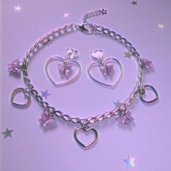 earrings & necklace y2k jewelry peach heart butterfly pendant for women vintage fashion harajuku set charm 90s aesthetic, Silver
earrings & necklace y2k jewelry peach heart butterfly pendant for women vintage fashion harajuku set charm 90s aesthetic, Silver