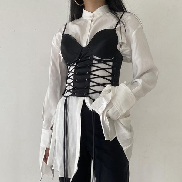 women's t-shirt 2021 summer sling neck design sense fashion hollow strap slim women, White
women's t-shirt 2021 summer sling neck design sense fashion hollow strap slim women, White