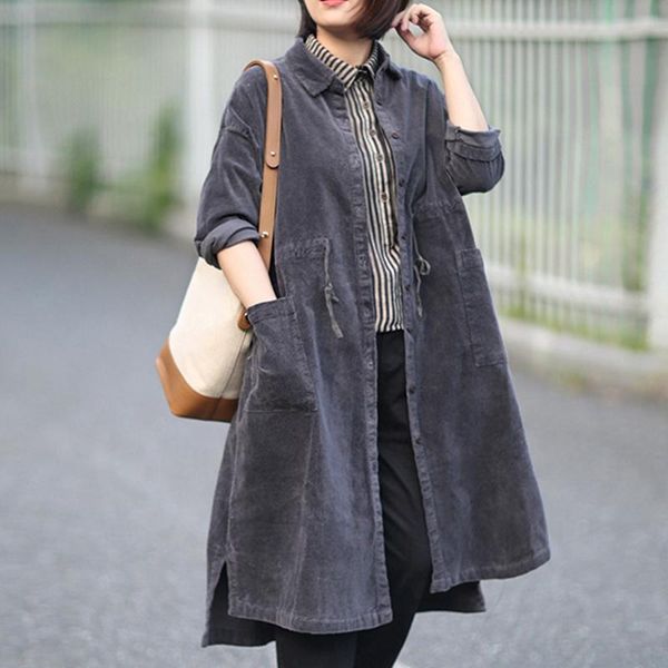 women's trench coats corduroy long-sleeved shirt female 2021 autumn and winter long women large size blouse wlp270, Tan;black
women's trench coats corduroy long-sleeved shirt female 2021 autumn and winter long women large size blouse wlp270, Tan;black