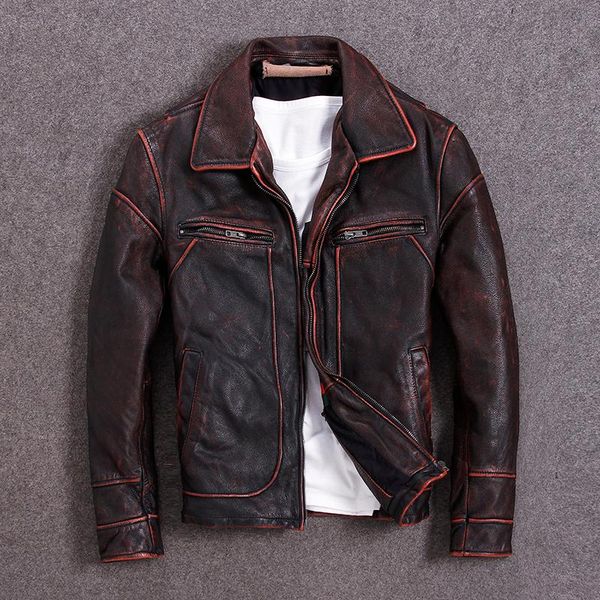 men's leather & faux american casual wear vintage genuine jackets plus size brown cow men coat, Black
men's leather & faux american casual wear vintage genuine jackets plus size brown cow men coat, Black