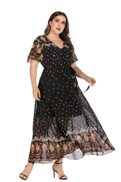 floral boho dress women summer v neck short sleeve flower print chiffon beach tunic maxi long dresses, Black
floral boho dress women summer v neck short sleeve flower print chiffon beach tunic maxi long dresses, Black