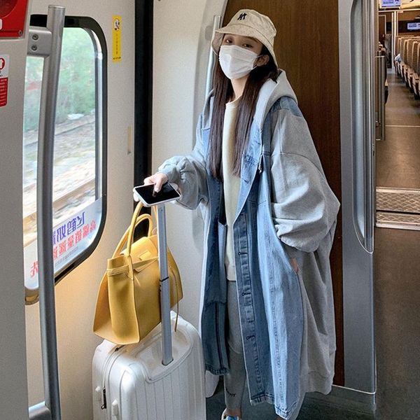 women's trench coats korea cowboy stitching coat for women vintage elegant long denim spring autumn cotton jean outerwear, Tan;black
women's trench coats korea cowboy stitching coat for women vintage elegant long denim spring autumn cotton jean outerwear, Tan;black