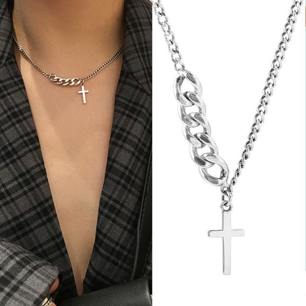pendant necklaces korea fashion cross necklace splicing chain hip hop style choker jewelry for women men gift, Silver
pendant necklaces korea fashion cross necklace splicing chain hip hop style choker jewelry for women men gift, Silver