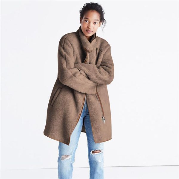women's trench coats autumn winter women clothing casual loose longsleeved long lamb cashmere jacket warm wild fashion lady windbreaker, Tan;black
women's trench coats autumn winter women clothing casual loose longsleeved long lamb cashmere jacket warm wild fashion lady windbreaker, Tan;black