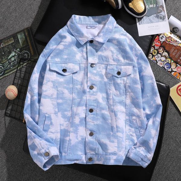 men's jackets jacket denim fashion brand personalized tie dyed, Black;brown 
men's jackets jacket denim fashion brand personalized tie dyed, Black;brown