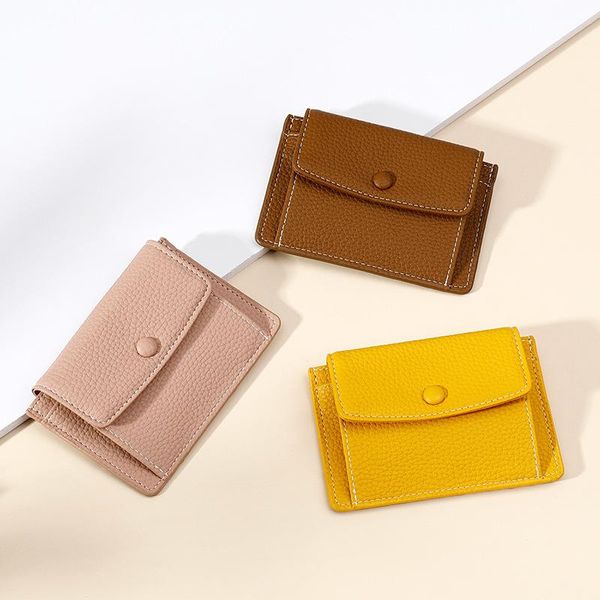 card holders portable holder for man solid color money clip buckle multi-function short women's wallet made of leather small coin purse, Brown;gray
card holders portable holder for man solid color money clip buckle multi-function short women's wallet made of leather small coin purse, Brown;gray