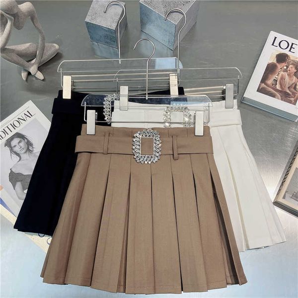 fabpop khaki high waist diamonds belt short mini slim pleated skirt women gb313 210709, Black
fabpop khaki high waist diamonds belt short mini slim pleated skirt women gb313 210709, Black