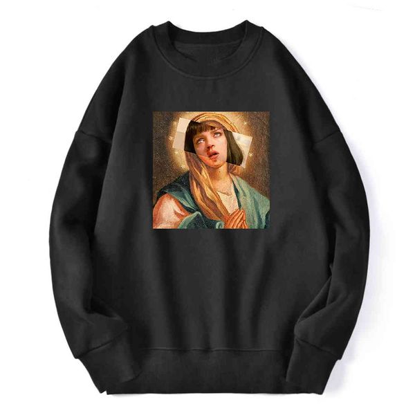 virgin mary pulp novel men's hoodie, wool pullover, loose casual wear, round neck sportswear, Black
virgin mary pulp novel men's hoodie, wool pullover, loose casual wear, round neck sportswear, Black