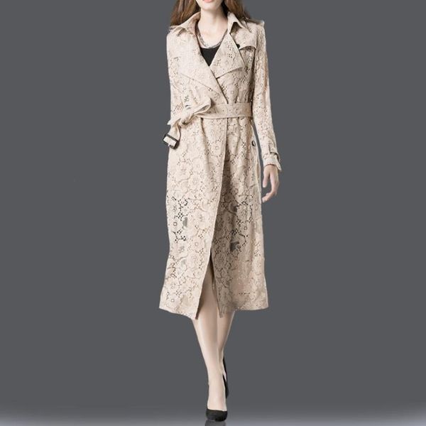 women's trench coats autumn windbreaker coat high-end lady lace patchwork slim jcoat female hollow out oversize overcoat casual outwear, Tan;black
women's trench coats autumn windbreaker coat high-end lady lace patchwork slim jcoat female hollow out oversize overcoat casual outwear, Tan;black
