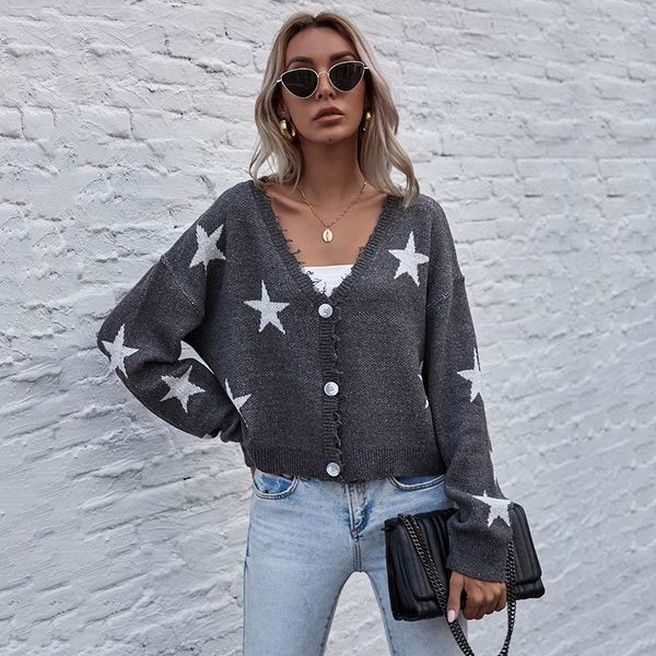 women's knits & tees 2021 autumn and winter europe america cardigan long sleeve star knitted sweater jacket knit ladies casual, White
women's knits & tees 2021 autumn and winter europe america cardigan long sleeve star knitted sweater jacket knit ladies casual, White