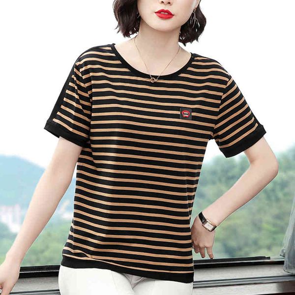 women's t-shirt shintimes casual ee femme striped s women summer loose plus size o-neck short sleeve vogue y10q, White
women's t-shirt shintimes casual ee femme striped s women summer loose plus size o-neck short sleeve vogue y10q, White