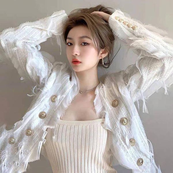 women's jackets white french sweet fragrant tweed jacket female feather short woolen coat women autumn, Black;brown
women's jackets white french sweet fragrant tweed jacket female feather short woolen coat women autumn, Black;brown