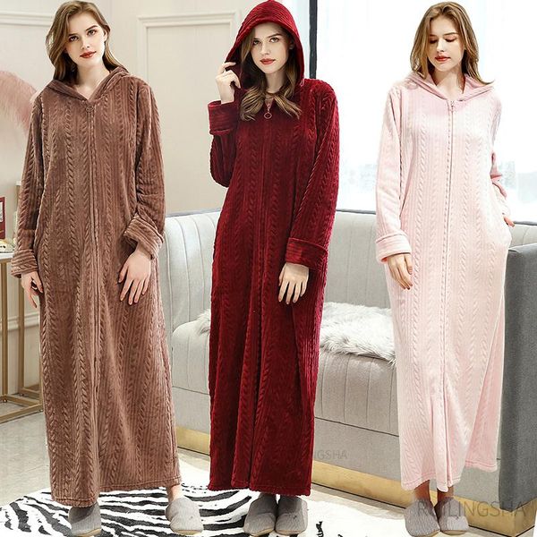 women's sleepwear women winter extra long warm flannel nightgowns hooded zipper coral fleece sleepshirts plus size men bath robe lovers, Black;red
women's sleepwear women winter extra long warm flannel nightgowns hooded zipper coral fleece sleepshirts plus size men bath robe lovers, Black;red