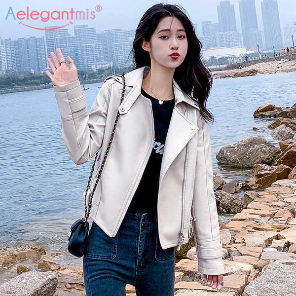 aelegantmis autumn women faux leather jacket soft pu moto biker short ladies high waist slim outerwear 210607, Black
aelegantmis autumn women faux leather jacket soft pu moto biker short ladies high waist slim outerwear 210607, Black
