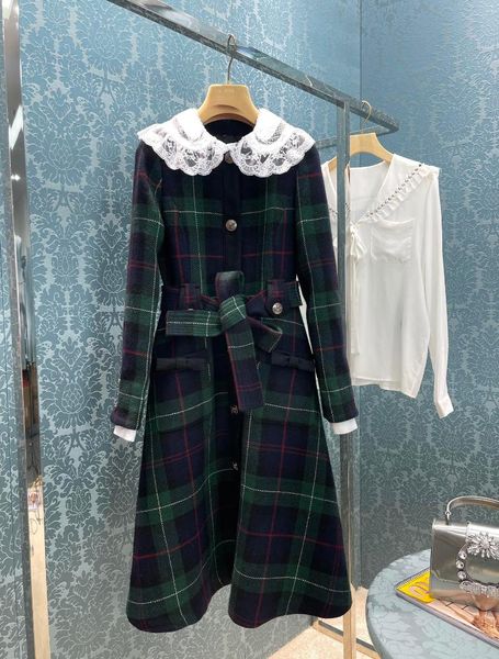 women's wool & blends 2021 vintage autumn women lace collar fashion green plaid ovecoat jacket for female chic coat with belts gdnz 10., Black
women's wool & blends 2021 vintage autumn women lace collar fashion green plaid ovecoat jacket for female chic coat with belts gdnz 10., Black