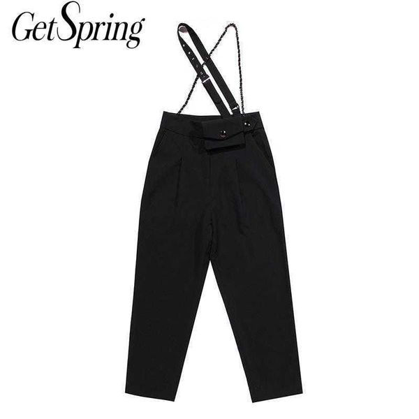 getspring women pants black overalls high waisted ankle-length pant loose casual trousers chain belt autumn 210601, Black;white
getspring women pants black overalls high waisted ankle-length pant loose casual trousers chain belt autumn 210601, Black;white