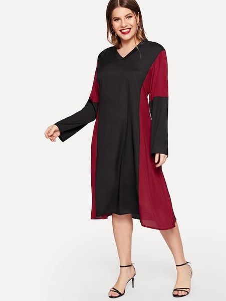 casual dresses plus size 4xl xxxxl dress empire vintage long sleeve v-neck loose chiffon patchwork straight mid-calf, Black;gray
casual dresses plus size 4xl xxxxl dress empire vintage long sleeve v-neck loose chiffon patchwork straight mid-calf, Black;gray