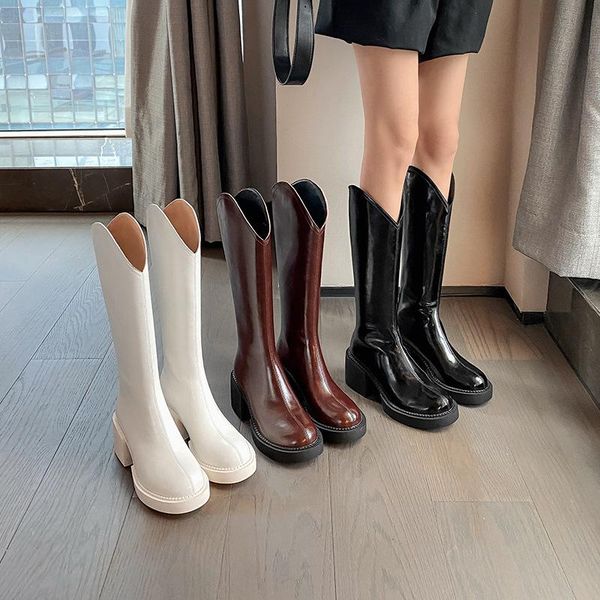 boots shoes platform fashion genuine cow leather round toe riding equestrian zipper concise designer knee high l0004, Black
boots shoes platform fashion genuine cow leather round toe riding equestrian zipper concise designer knee high l0004, Black