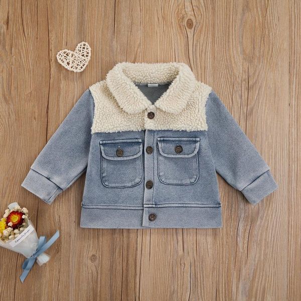 jackets winter warm fashion children contrast color coat baby girls boys fur long sleeve lapel neck button-up jacket with pockets, Blue;gray
jackets winter warm fashion children contrast color coat baby girls boys fur long sleeve lapel neck button-up jacket with pockets, Blue;gray