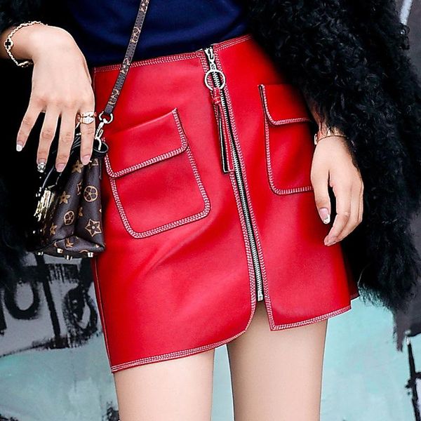 skirts 2021 spring autumn winter women skirt genuine leather mini real skeepskin high waist short pockets front zipper, Black
skirts 2021 spring autumn winter women skirt genuine leather mini real skeepskin high waist short pockets front zipper, Black