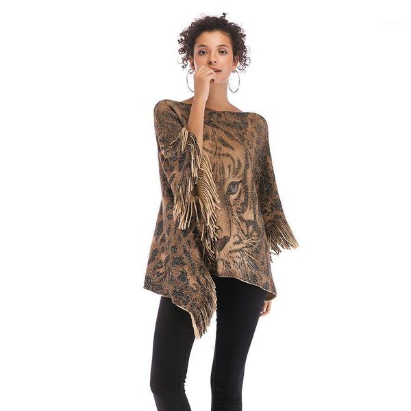 women's sweaters 2021 fashion vintage tiger printed outwear tassel poncho shawl pullover slash neck knit sweater coat d183, White;black
women's sweaters 2021 fashion vintage tiger printed outwear tassel poncho shawl pullover slash neck knit sweater coat d183, White;black