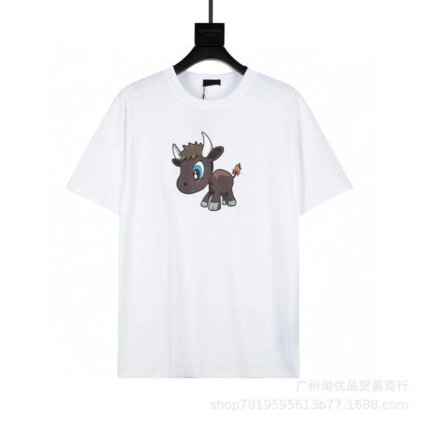 b 2021 fashion brand year of the cute pet ox printed round neck short sleeve t-shirt, White;black
b 2021 fashion brand year of the cute pet ox printed round neck short sleeve t-shirt, White;black