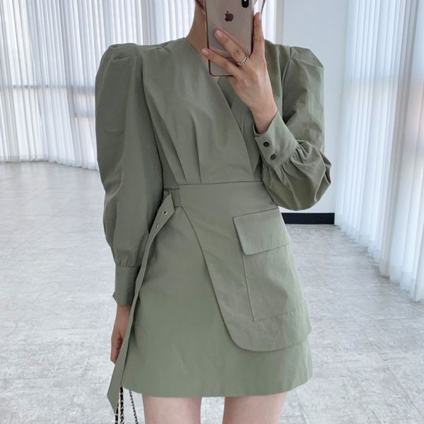 spring female loose casual v-neck solid color criss-cross puff sleeve minimalist lace up a-line dress 8q627 210510, Black;gray
spring female loose casual v-neck solid color criss-cross puff sleeve minimalist lace up a-line dress 8q627 210510, Black;gray