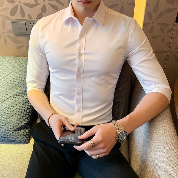 men's casual shirts high grade 2021 summer youth korean slim fit pure white shirt 7 / 2 sleeve no iron, White;black
men's casual shirts high grade 2021 summer youth korean slim fit pure white shirt 7 / 2 sleeve no iron, White;black