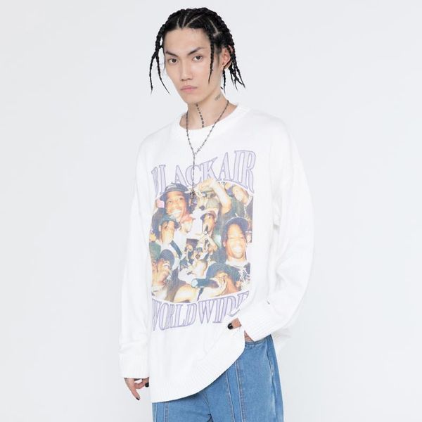 men's sweaters 2021 hip hop streetwear gothic jumper sweater character print casual punk pullover harajuku oversized winter knitted, White;black
men's sweaters 2021 hip hop streetwear gothic jumper sweater character print casual punk pullover harajuku oversized winter knitted, White;black