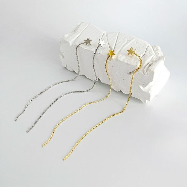 hoop & huggie vsnow minimalist gold color five-pointed star knot threader earrings for women trendy wedding ear long chain earring, Golden;silver
hoop & huggie vsnow minimalist gold color five-pointed star knot threader earrings for women trendy wedding ear long chain earring, Golden;silver