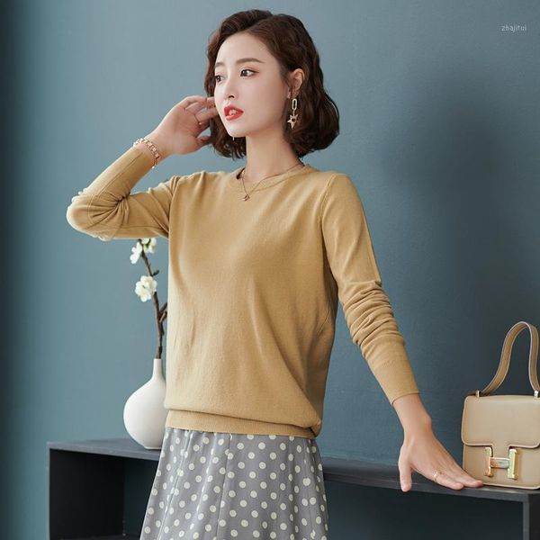 round neck pullover wool sweater solid color loose outer wear inner female knitted women's sweaters, White;black
round neck pullover wool sweater solid color loose outer wear inner female knitted women's sweaters, White;black