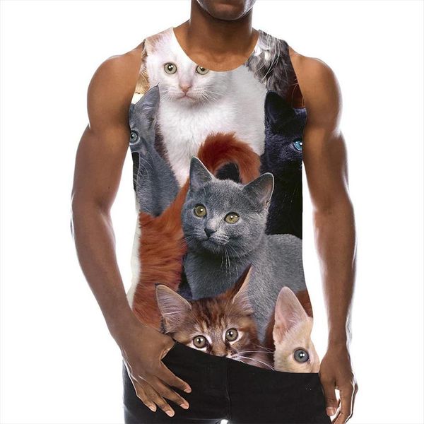 cat tank for men 3d mens print cats sleeveless pattern graphic vest, White;black
cat tank for men 3d mens print cats sleeveless pattern graphic vest, White;black