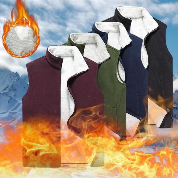 men's vests winter fleece casual vest zipper stand collar lamb velvet jacket with pockets cashmere stand-up, Black;white
men's vests winter fleece casual vest zipper stand collar lamb velvet jacket with pockets cashmere stand-up, Black;white