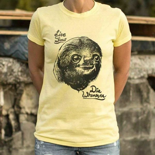 live slow die whenever sloth t-shirt | short sleeve graphic tee for women, White;black
live slow die whenever sloth t-shirt | short sleeve graphic tee for women, White;black
